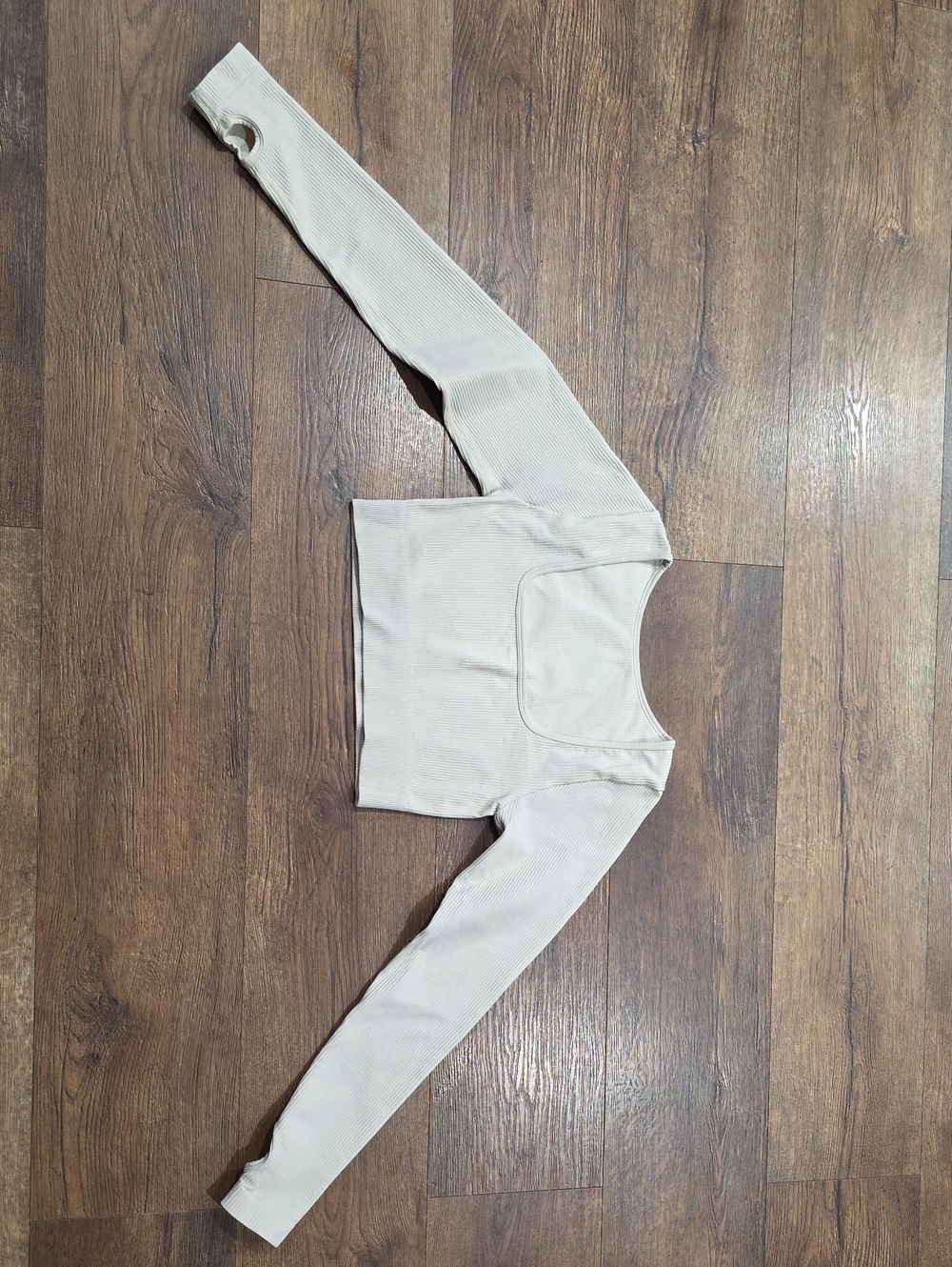 Women’s Long Sleeve Square Neck Crop Top - Cream